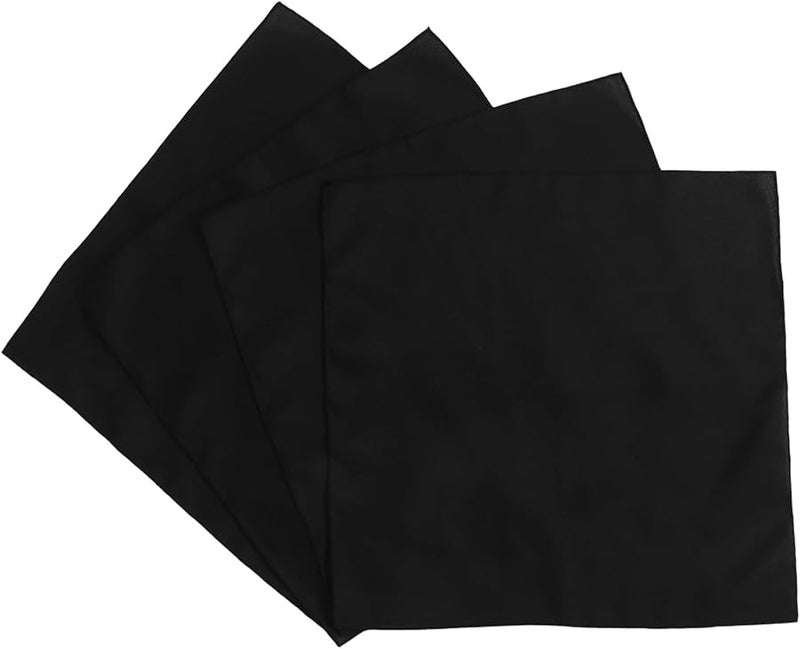 مناديل سوداء من قماش البوليستر مقاس 17 × 17 بوصة 4 قطع مجموعة قابلة للغسل لحفلات الزفاف والولائم والمطاعم - Image 1